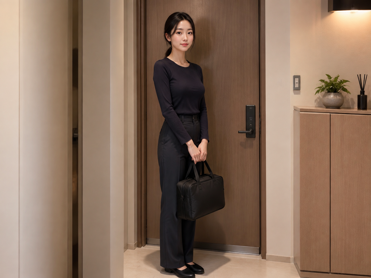 서울 삼성동 방문 홈케어 일정을 준비하는 젊은 성인 한국 여성 관리사